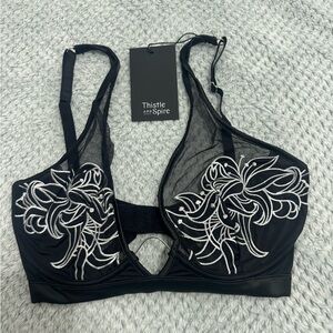 Thistle and Spire Black and White Embroidered Bra